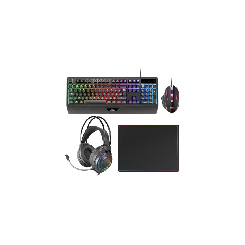 Kit mars gaming teclado + raton + alfombrilla + auricular