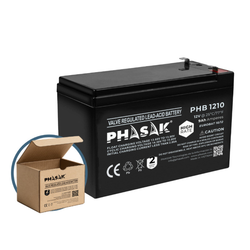 Bateria phasak phb 1210 high rate compatible para sais 9ah 12v acido - plomo