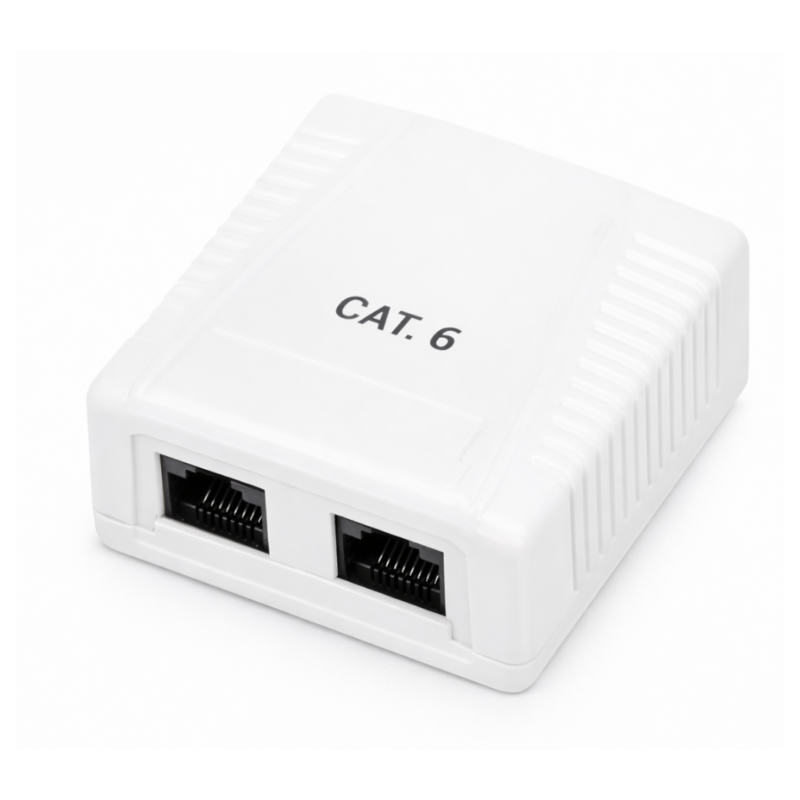 Roseta de superficie phasak cat 6 utp caja 2 puertos hembra rj45