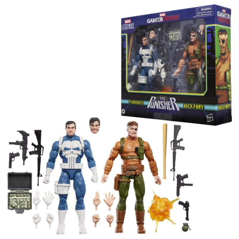 Pack 2 figuras hasbro marvel legends series gamerverse the punisher punisher vs nick fury