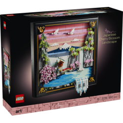 Lego art paisaje japonés con cerezos